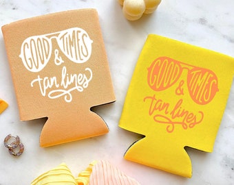 Good Times & Tan Lines Can Cooler | Beach Party Favors | Pool Party | East Coast | Coastal Theme