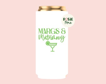 Margs & Matrimony Slim Can Cooler: Bachelorette Party Favor