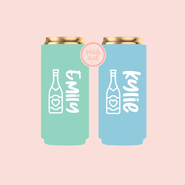 Personalized Slim Can Cooler | Champagne Theme | Save Water Drink Champagne | Pop Fizz Clink | Winter Bachelorette | Champagne Please |