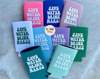 Save Water Drink Margs Slim Can Cooler | Margarita Theme Party Favors | Lime