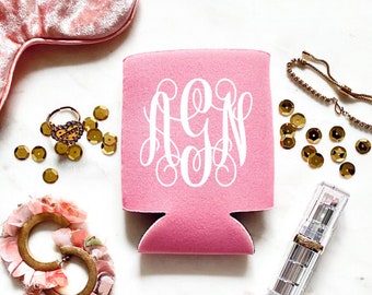 Monogram Can Cooler: Personalized Drink Hugger, Bachelorette Party Favor