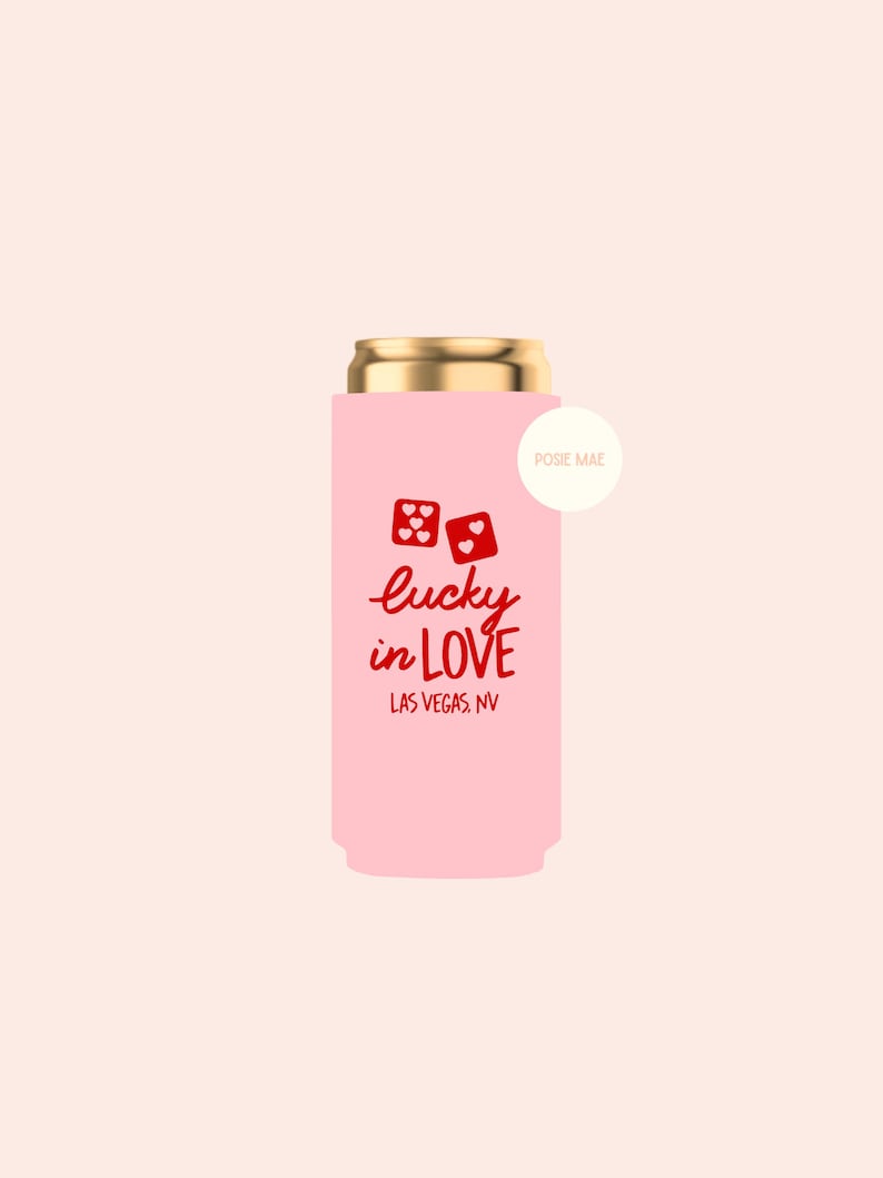 Lucky In Love Slim Can Cooler | Vegas Bachelorette | Party Favors image 1