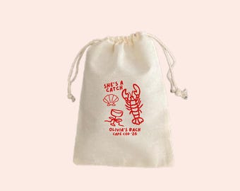 She's A Catch Party Favor Bag | Lobster Theme Bachelorette | Coastal Bach | Cape Cod | Nantucket
