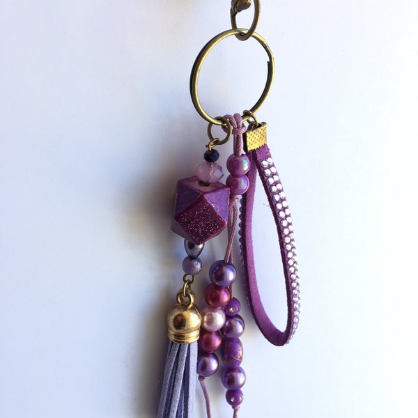 Mon porte-clés grigri bijou de sac facette violette
