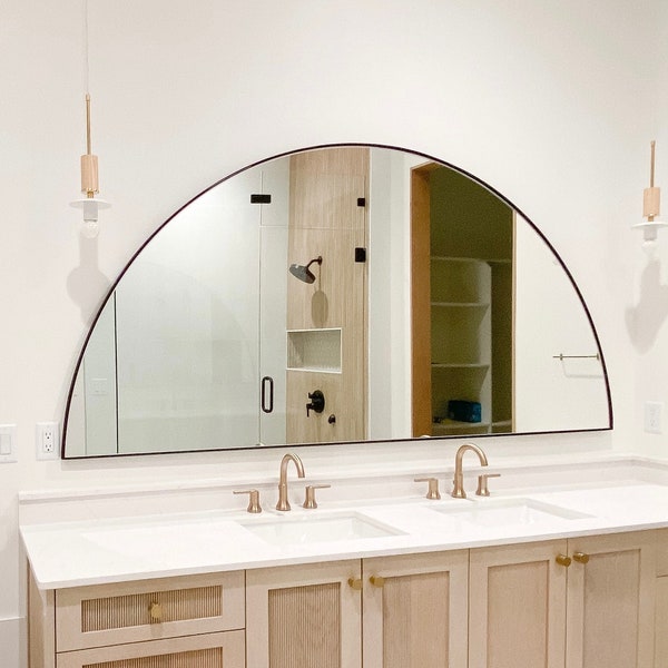 Large Mirror Bathroom Decor Half Circle Mirror Steel Mirror Boho Mirror Custom Made Mirror Designer Wall Art Big Mirror brass Vintage Mirror