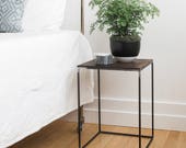 Handmade Square End Table: White Oak & Steel, Mid Century Modern