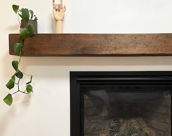 Handmade Knotty Alder Fireplace Mantel, Rustic Wood Beam, Floating Shelf