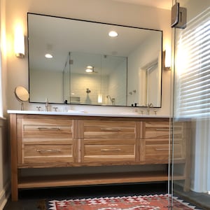 Large Steel Framed Mirror: Modern Industrial Vanity, Black Finish