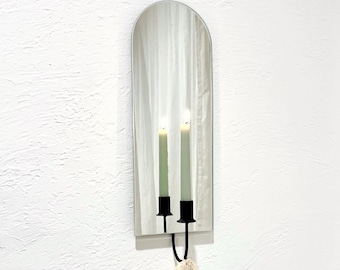 Handmade Arch Mirror Candle Sconce - Mirror Modern Wall Decor with Custom Finishes – Wall-Mounted Candle Holder in Modern & Rustic Finishes