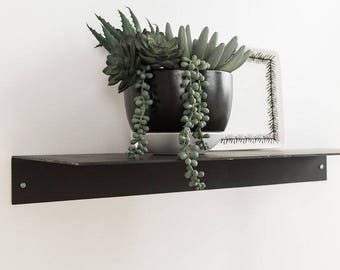 Metal Floating Kitchen Shelf, Modern Industrial Steel, Handmade