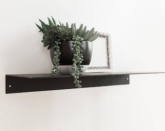 Metal Floating Kitchen Shelf 9.5'' Deep Picture Industrial Modern Steel Wall Shelves White Sheet Metal Raw Black Handmade Handcrafted