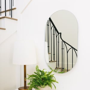 Handmade Oval Frameless Mirror: Modern Bathroom Vanity Mirror