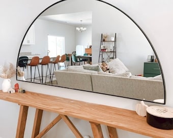 Half Circle Steel Frame Mirror: Modern Bathroom Decor, Custom Sizes