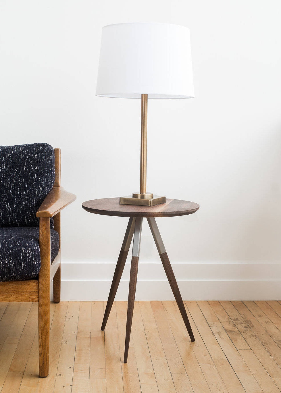 Handcrafted Mid Century Round End Table: Walnut & Steel Accent Table - Etsy