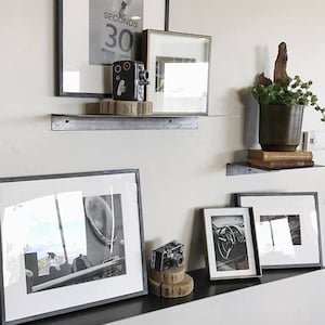 Metal Floating Kitchen Shelf 9.5'' Deep Picture Industrial Modern Steel Wall Shelves White Sheet Metal Raw Black Handmade Handcrafted image 8