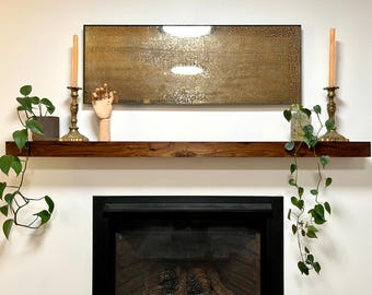 Handmade Walnut Fireplace Mantel | Floating Solid Wood Mantel Shelf | Custom Rustic Fireplace Beam | Farmhouse Wall Shelf