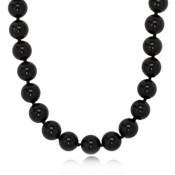 Black Onyx Gemstone Beaded Necklace For Men and Women | 12MM Beads | 925 Sterling Silver Clasp