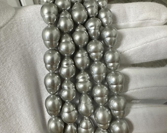 Gray Glass Baroque Pearl Beads, 11mm Loose Pearl Strand for Jewelry Making, DIY Necklace Bracelet Beading Supplies, 16 Inch Strand