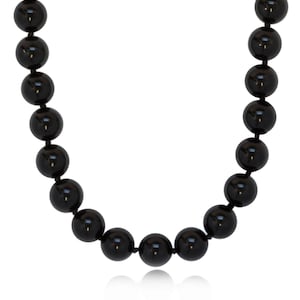 Collier de perles de pierres précieuses Onyx noir pour hommes et femmes | Perles de 8MM | Fermoir en argent sterling 925