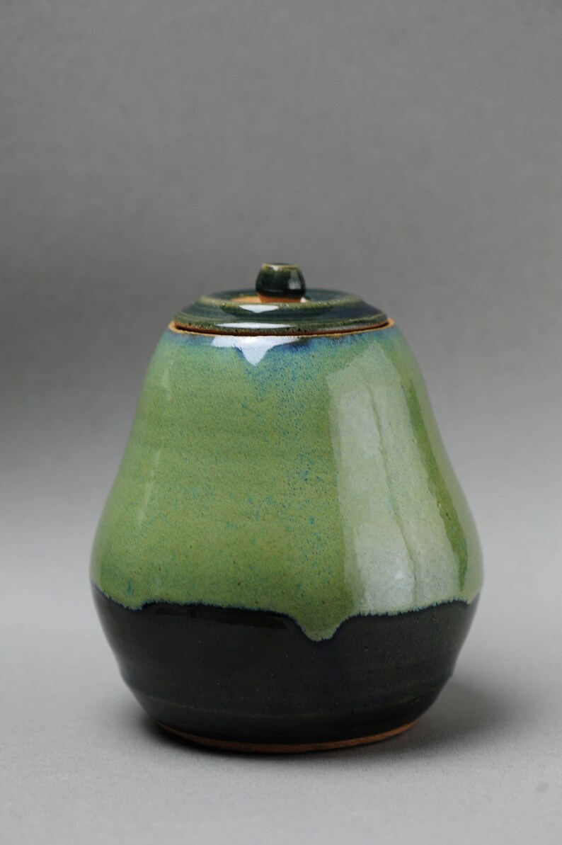 Green Ceramic Pottery Jar Handmade Stoneware Jar Etsy
