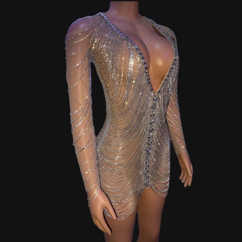 Rhinestone Me Dress Festival Accessories/ Burning Man/ Rave/Festival Fashion/ Festival Outfit image 3