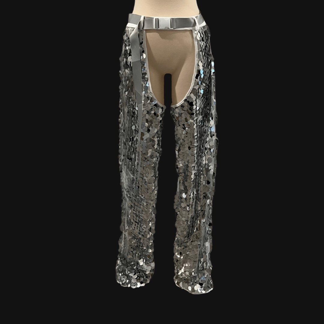Silver Bling Bling Sequin Chaps Festival Accessories/ Burning Man/ Rave