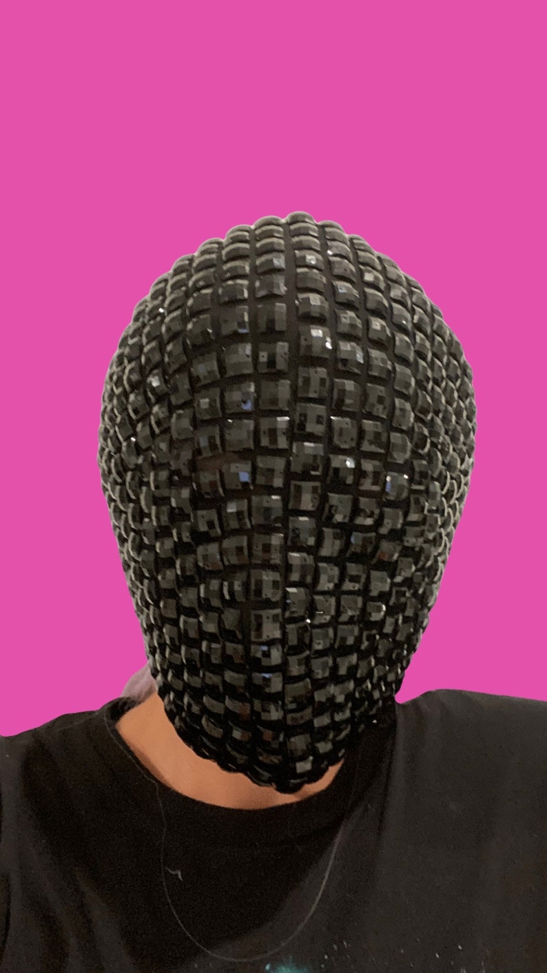 Black Rhinestone Mask Festival Accessories/ Burning Man/ Rave/Festival Fashion/ Festival Outfit image 5