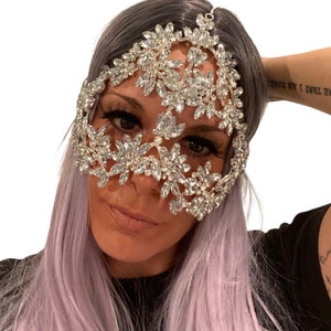 Crystal Face Mask Festival Accessories/ Burning Man/ Rave/Festival Fashion/ Festival Outfit image 1