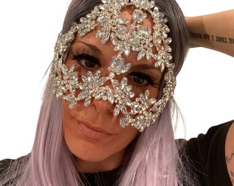 Crystal Face Mask- Festival Accessories/ Burning Man/ Rave/Festival Fashion/ Festival Outfit