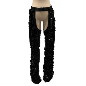 Black Bling Bling Sequin Chaps Festival Accessories/ Burning Man/ Rave/Festival Fashion/ Festival Outfit image 1