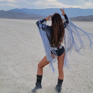 Silver & Stars Fringe Bodysuit Festival Accessories/ Burning Man/ Rave/Festival Fashion/ Festival Outfit image 2