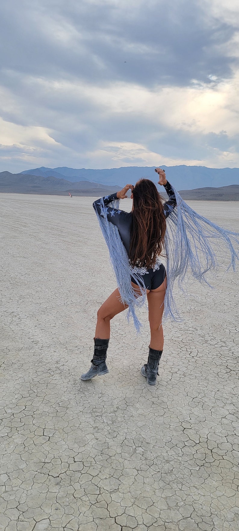 Silver & Stars Fringe Bodysuit Festival Accessories/ Burning Man/ Rave/Festival Fashion/ Festival Outfit image 2