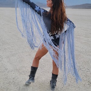 Silver & Stars Fringe Bodysuit Festival Accessories/ Burning Man/ Rave/Festival Fashion/ Festival Outfit image 6