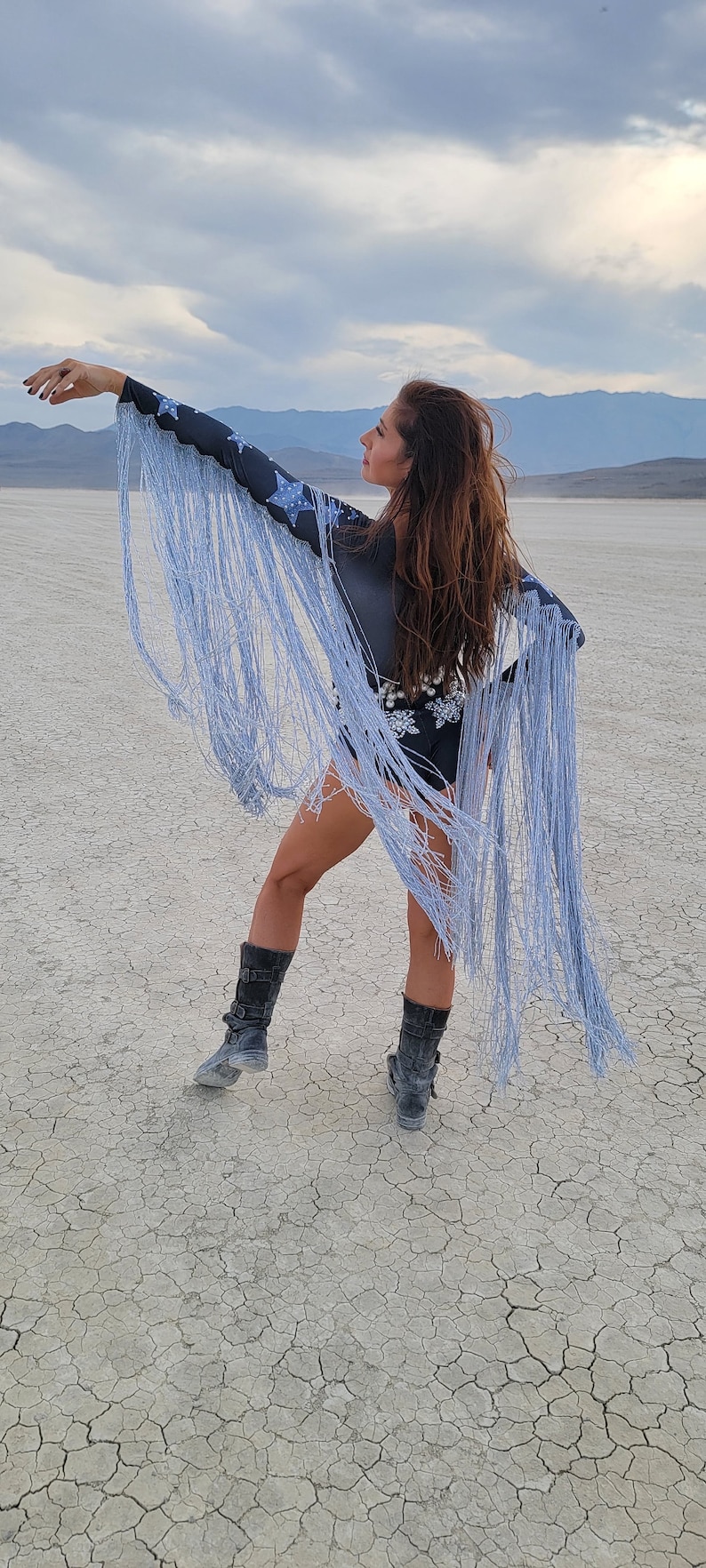 Silver & Stars Fringe Bodysuit Festival Accessories/ Burning Man/ Rave/Festival Fashion/ Festival Outfit image 6