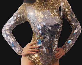 Gold & Silver Mirror Me Bodysuit- Festival Accessories/ Burning Man/ Rave/Festival Fashion/ Festival Outfit
