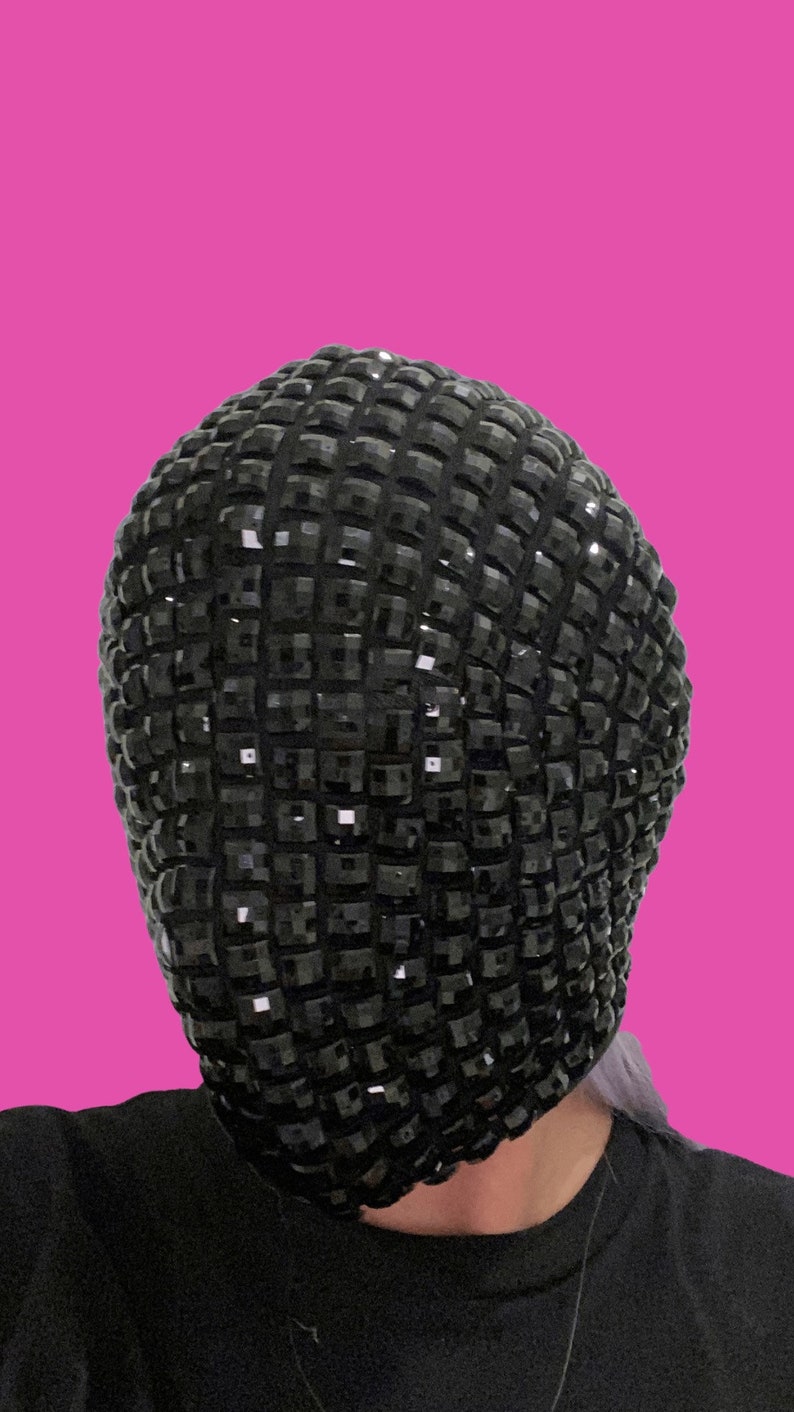 Black Rhinestone Mask Festival Accessories/ Burning Man/ Rave/Festival Fashion/ Festival Outfit image 3