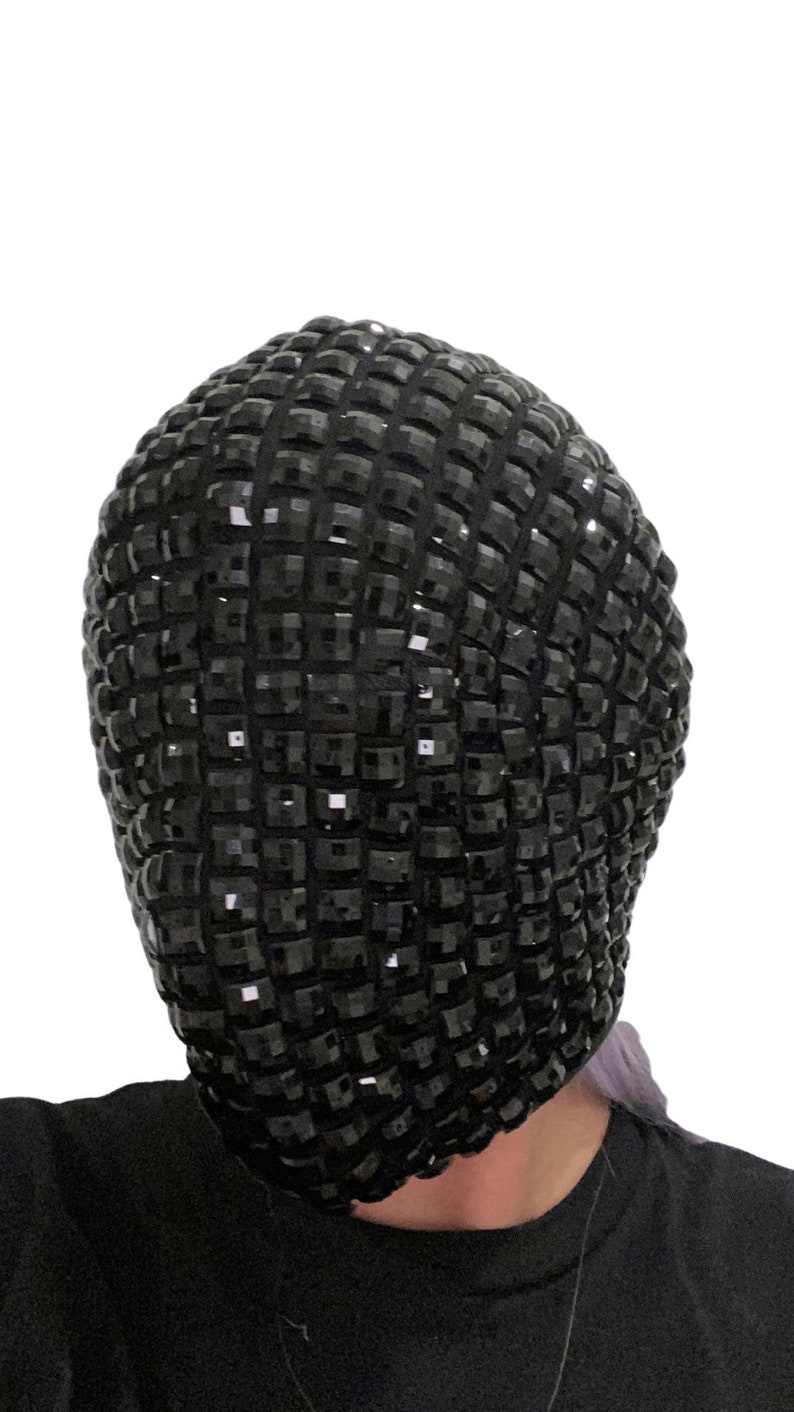 Black Rhinestone Mask Festival Accessories/ Burning Man/ Rave/Festival Fashion/ Festival Outfit image 2