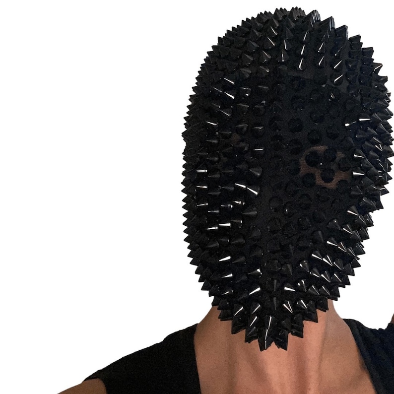 Black Spike Mask Festival Accessories/ Burning Man/ Rave/Festival Fashion/ Festival Outfit image 1
