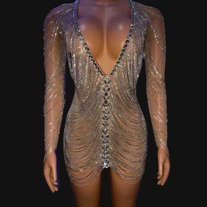 Rhinestone Me Dress Festival Accessories/ Burning Man/ Rave/Festival Fashion/ Festival Outfit image 1