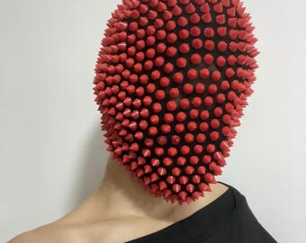 Red Spike Mask- Festival Accessories/ Burning Man/ Rave/Festival Fashion/ Festival Outfit