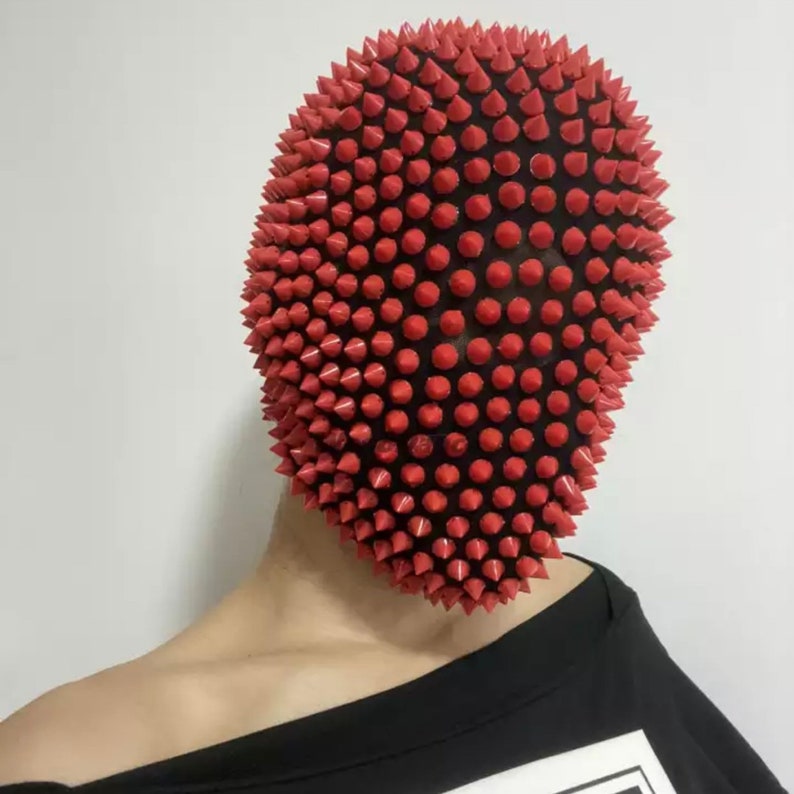 Red Spike Mask Festival Accessories/ Burning Man/ Rave/Festival Fashion/ Festival Outfit image 1