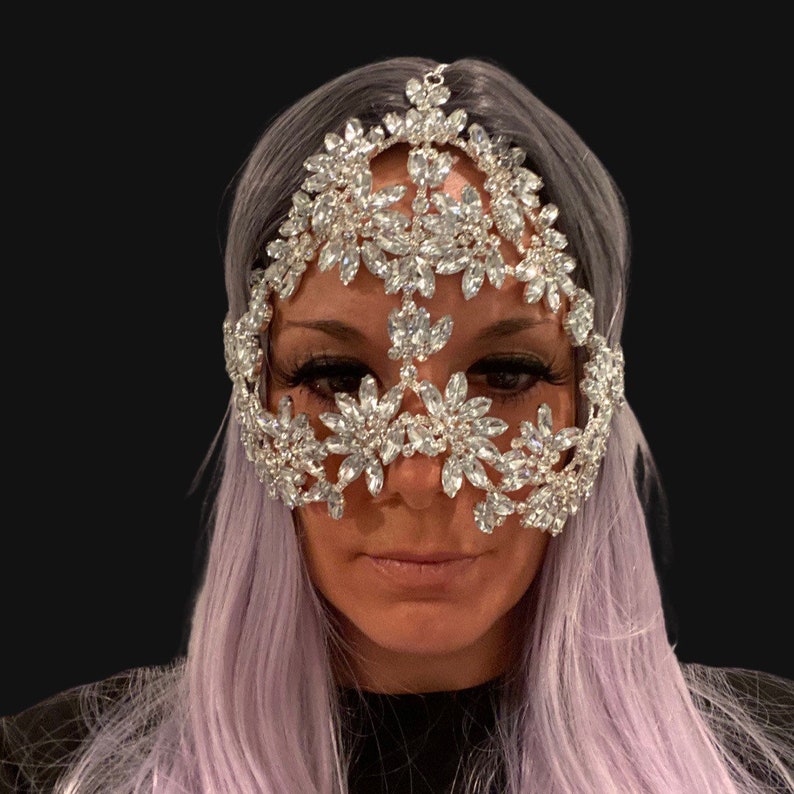 Crystal Face Mask Festival Accessories/ Burning Man/ Rave/Festival Fashion/ Festival Outfit image 2