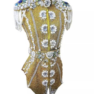 Gold Pearl Soldier Festival Accessories/ Burning Man/ Rave/Festival Fashion/ Festival Outfit image 1