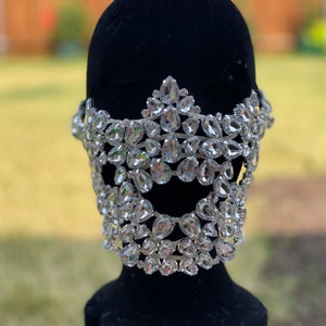 Crystal Skull Face Mask Festival Accessories/ Burning Man/ Rave/Festival Fashion/ Festival Outfit image 1