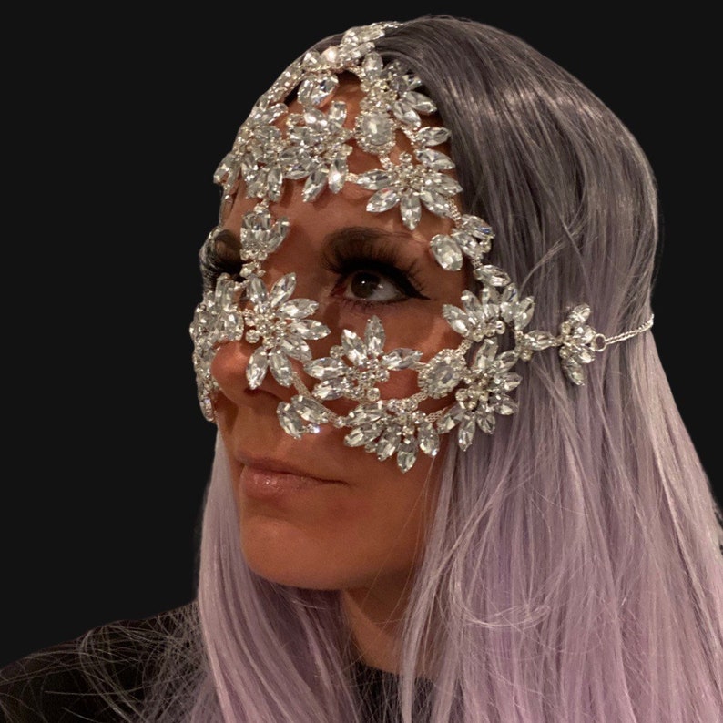 Crystal Face Mask Festival Accessories/ Burning Man/ Rave/Festival Fashion/ Festival Outfit image 3