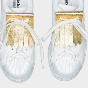 Leather shoe kilties FRINGE GOLD LEATHER