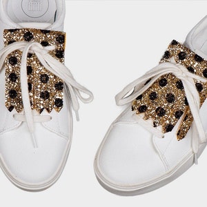 Leather shoe accessories kilties FRINGE GLITTER polka dots