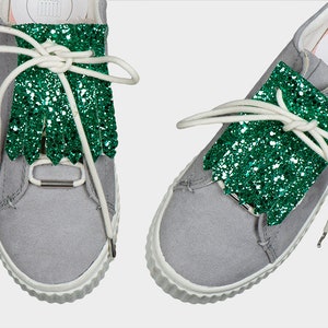 Glitter shoe accessories kilties FRINGE GLITTER TURQUOISE