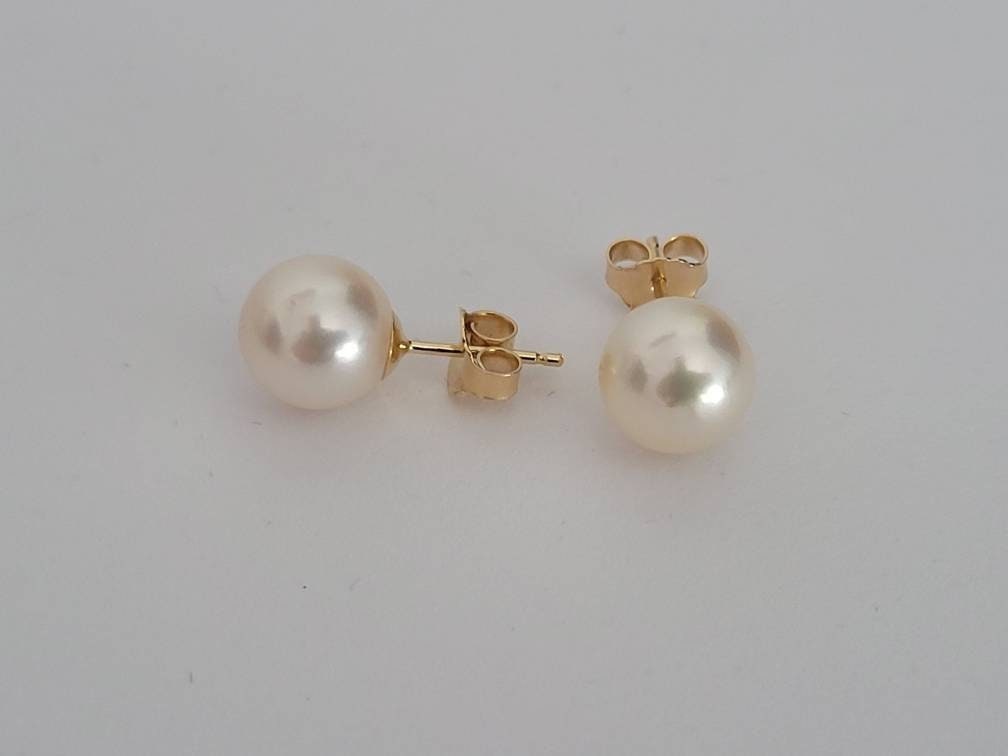 Japanese Akoya Pearl and Natural Cambodian Zircon Earrings in Yellow Gold  Plated Sterling Silver  3832316  TJC