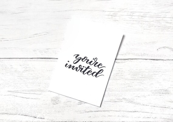 a6 invite cards youre invited black and white party monochrome invites guest invitation event invitations calligraphy minimalist you are invited card